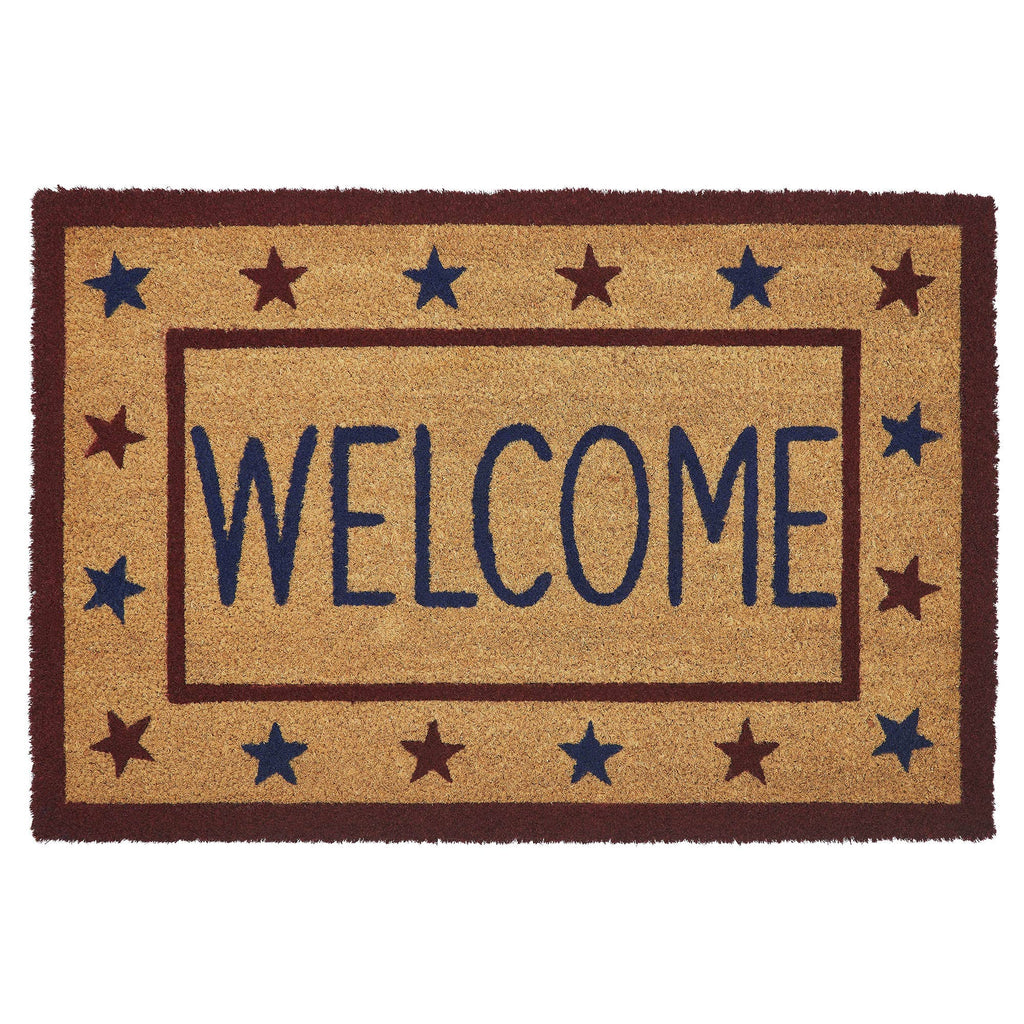 Patriotic Stars Welcome Coir Rug Rect 20x30