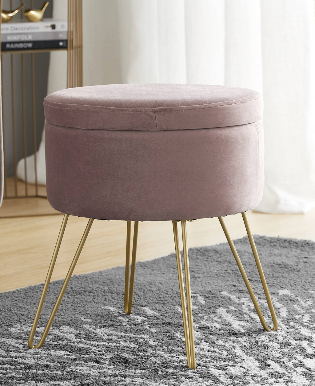 Round Velvet Storage Ottoman