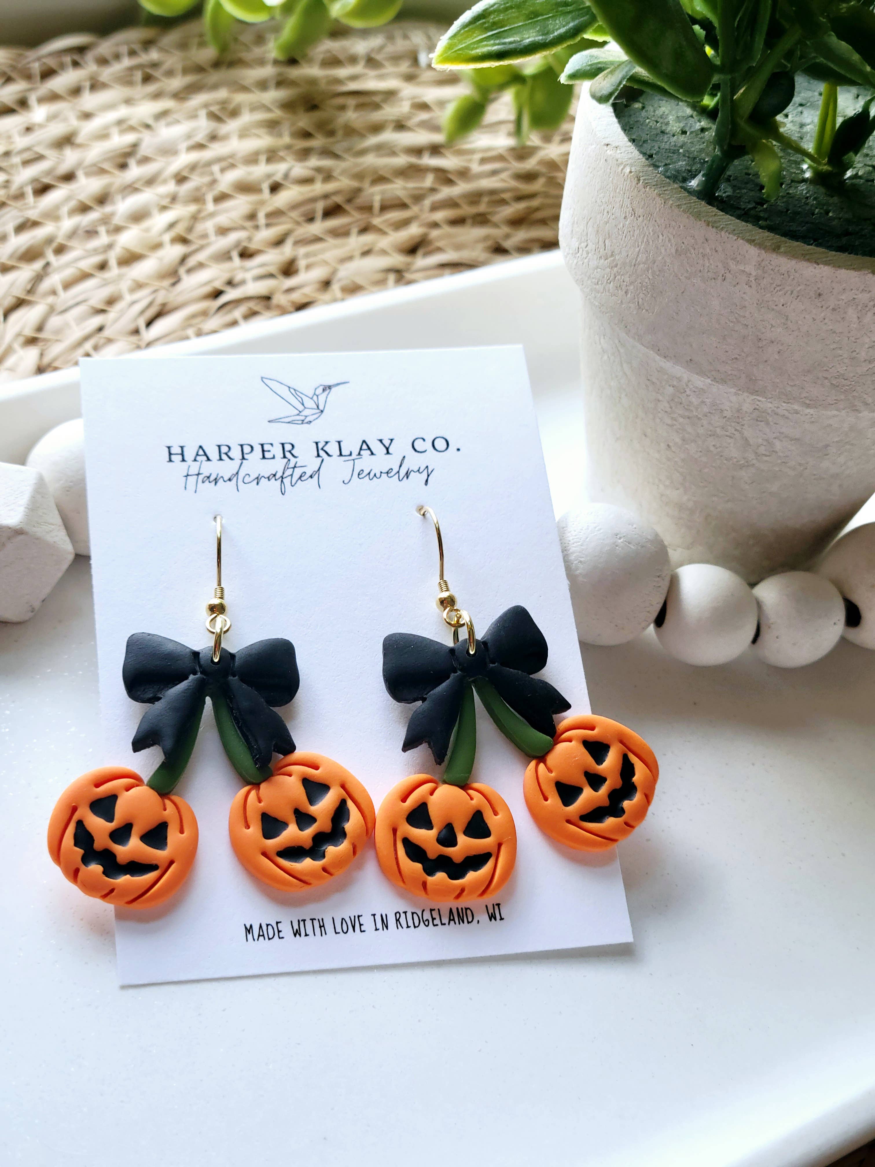 The Pumpkin Cherry Set- Polymer Clay Dangle Earrings