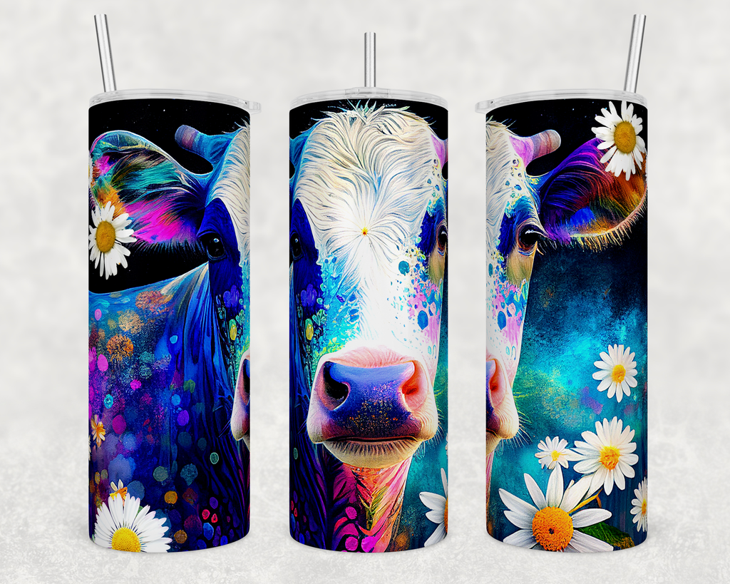 Vibrant Cow Daisy 20oz Skinny Tumbler