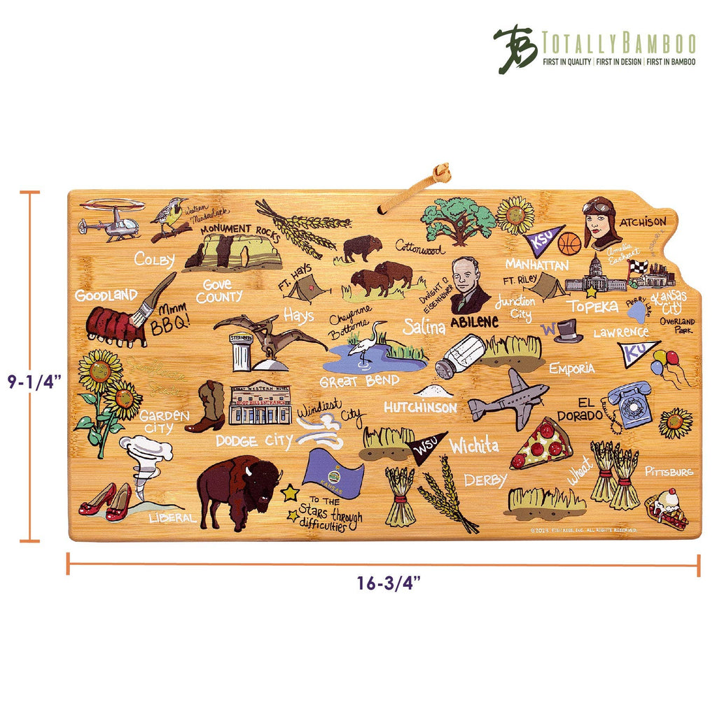 Kansas Cutting Board with Artwork by Fish Kiss™