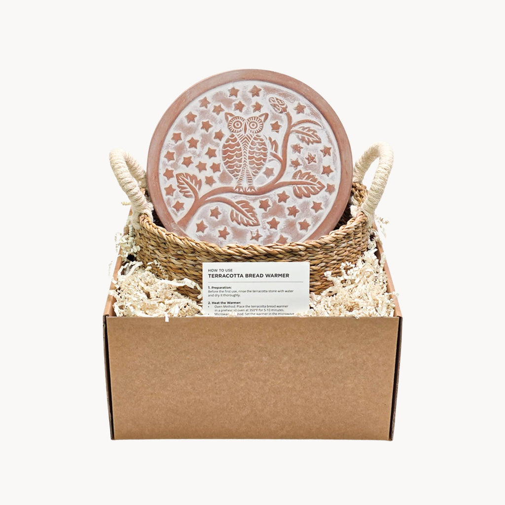 Handmade Bread Warmer & Wicker Basket - Owl Round