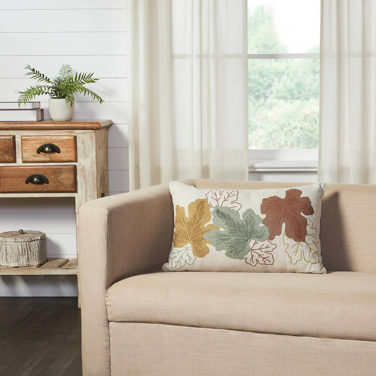 Bountifall Leaves Autumn Botanical Decorative Accent Throw Pillow 14x22 For Couch Sofa Bed