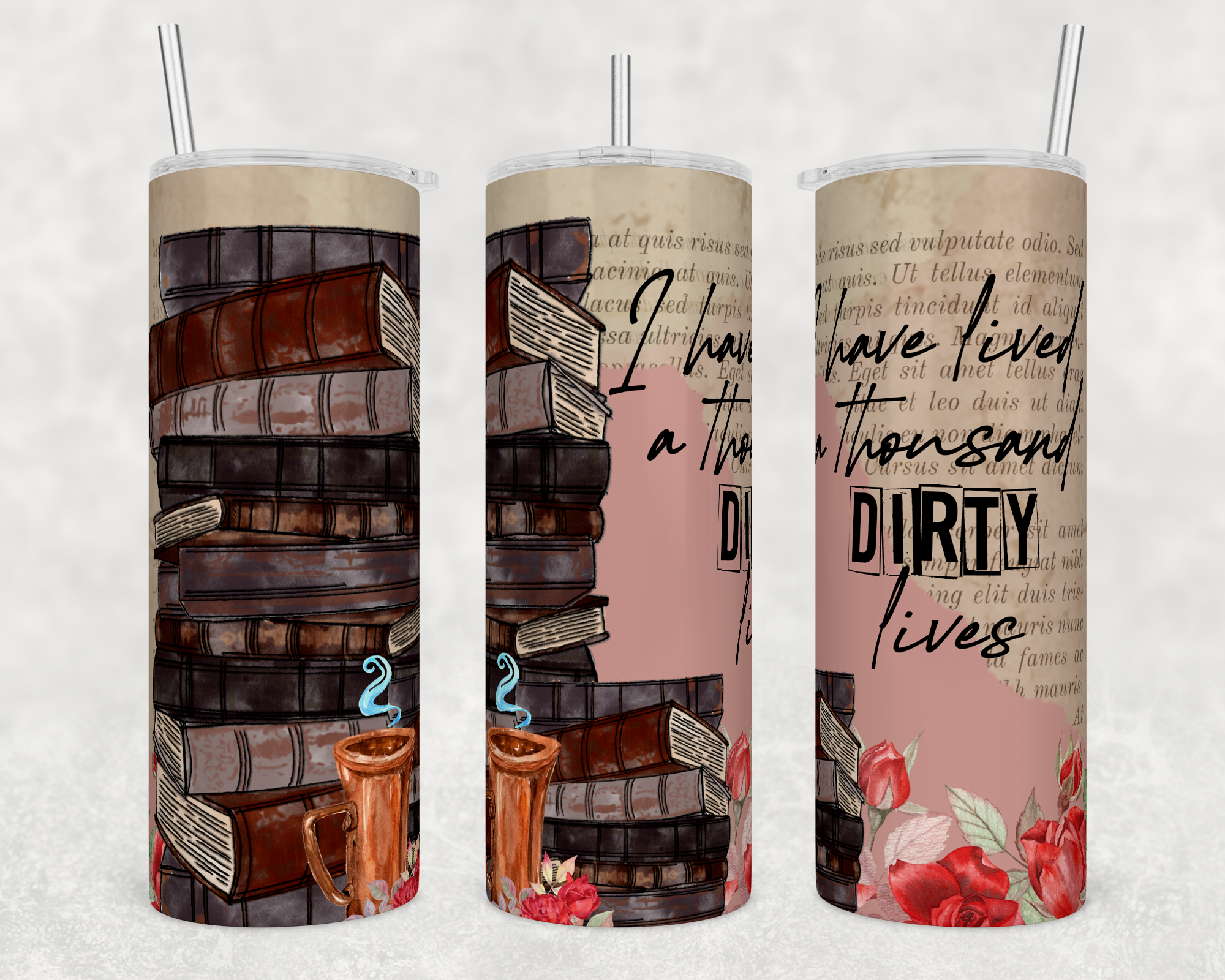 I have lived a thousand lives - books - 20oz Skinny Tumbler