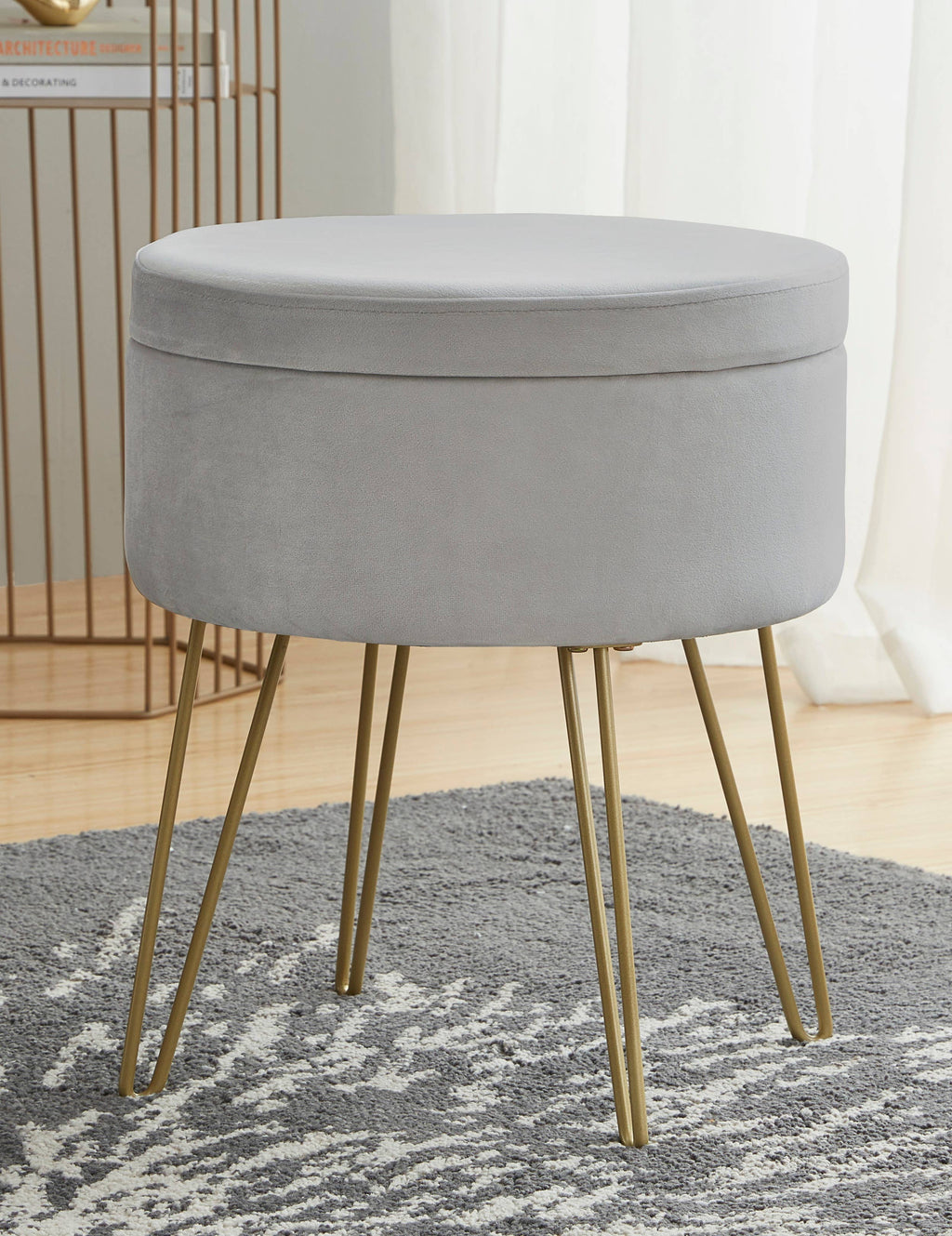 Round Velvet Storage Ottoman