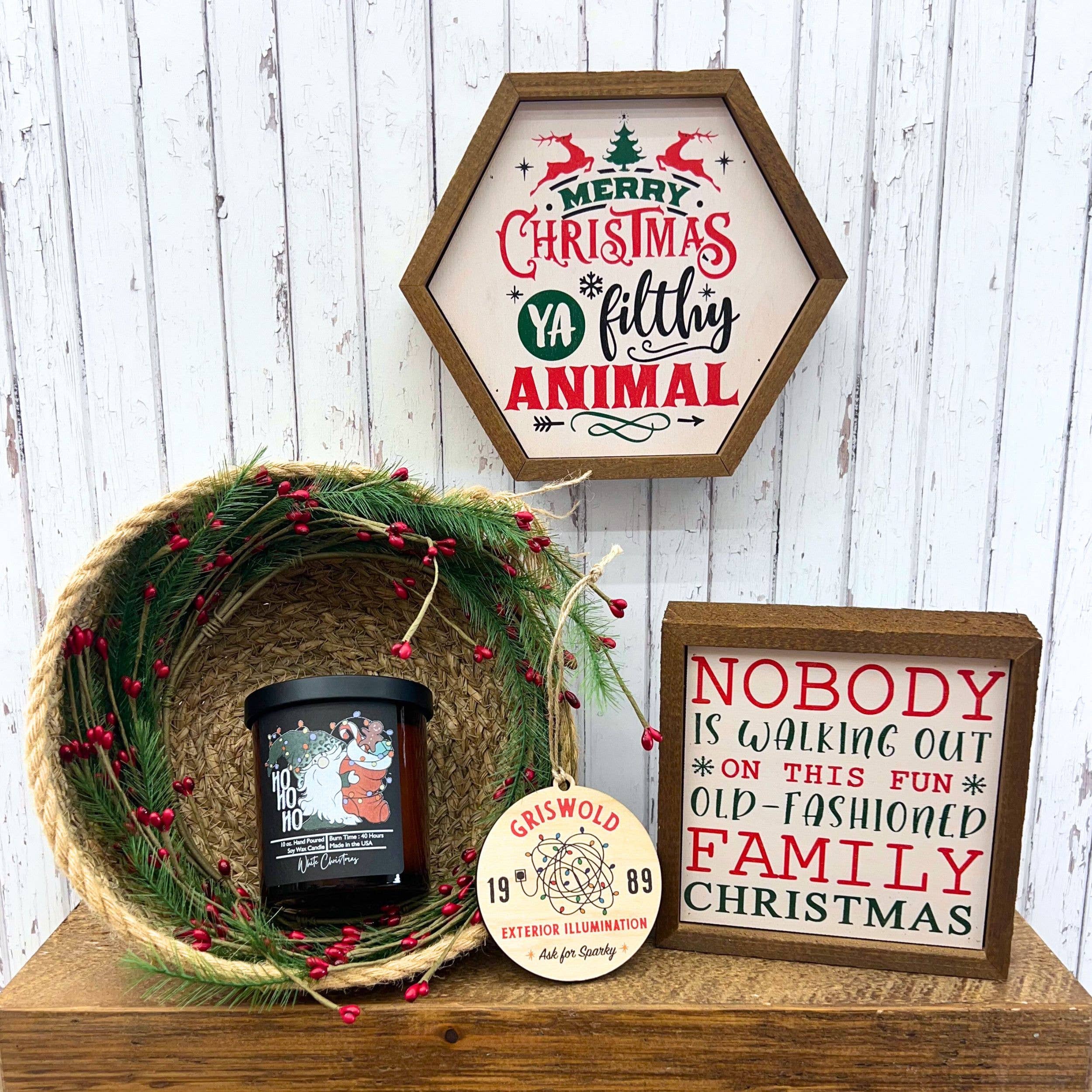 Merry Christmas Ya Filthy Christmas Décor - Hexagon Sign