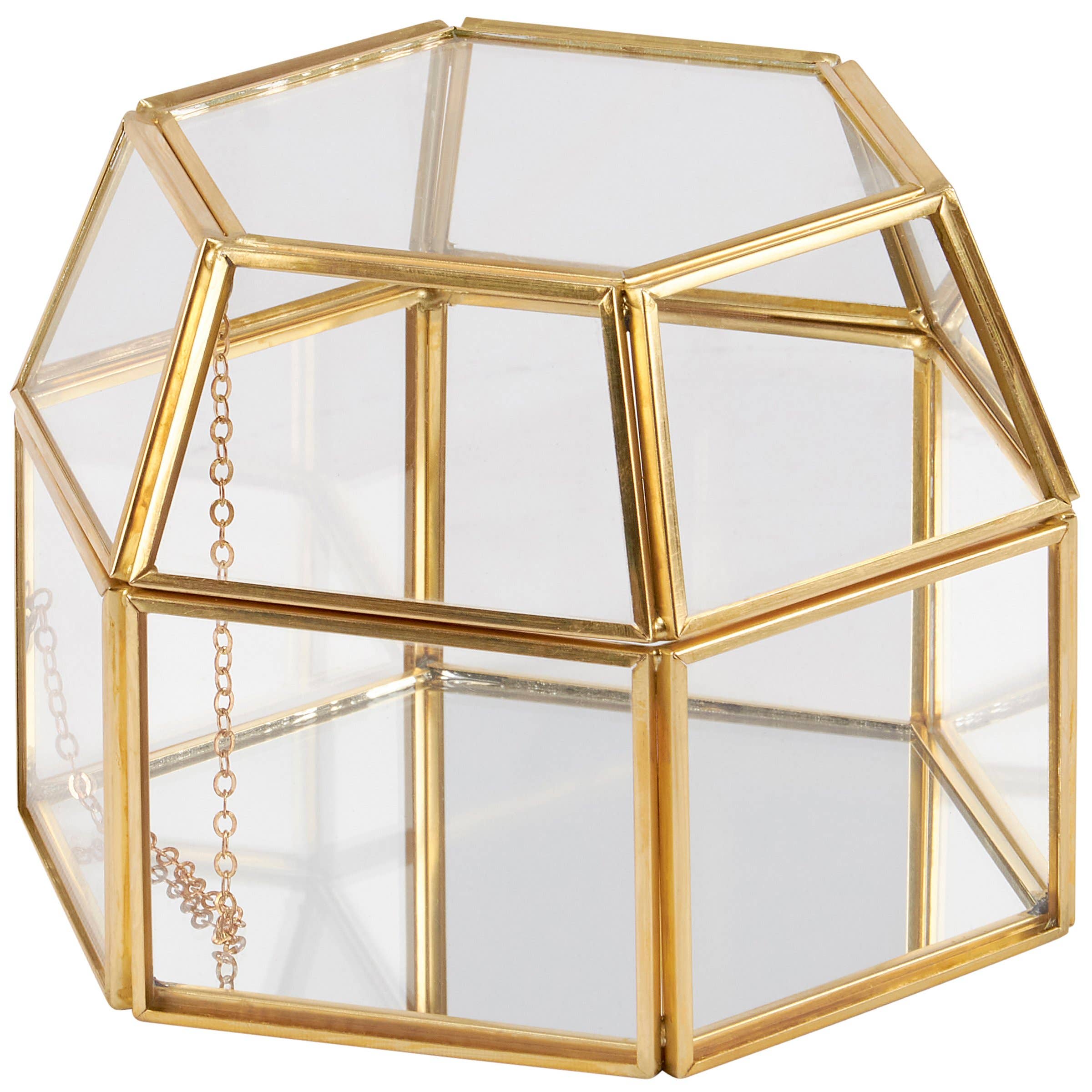 Glass Hexagon Hinged Box
