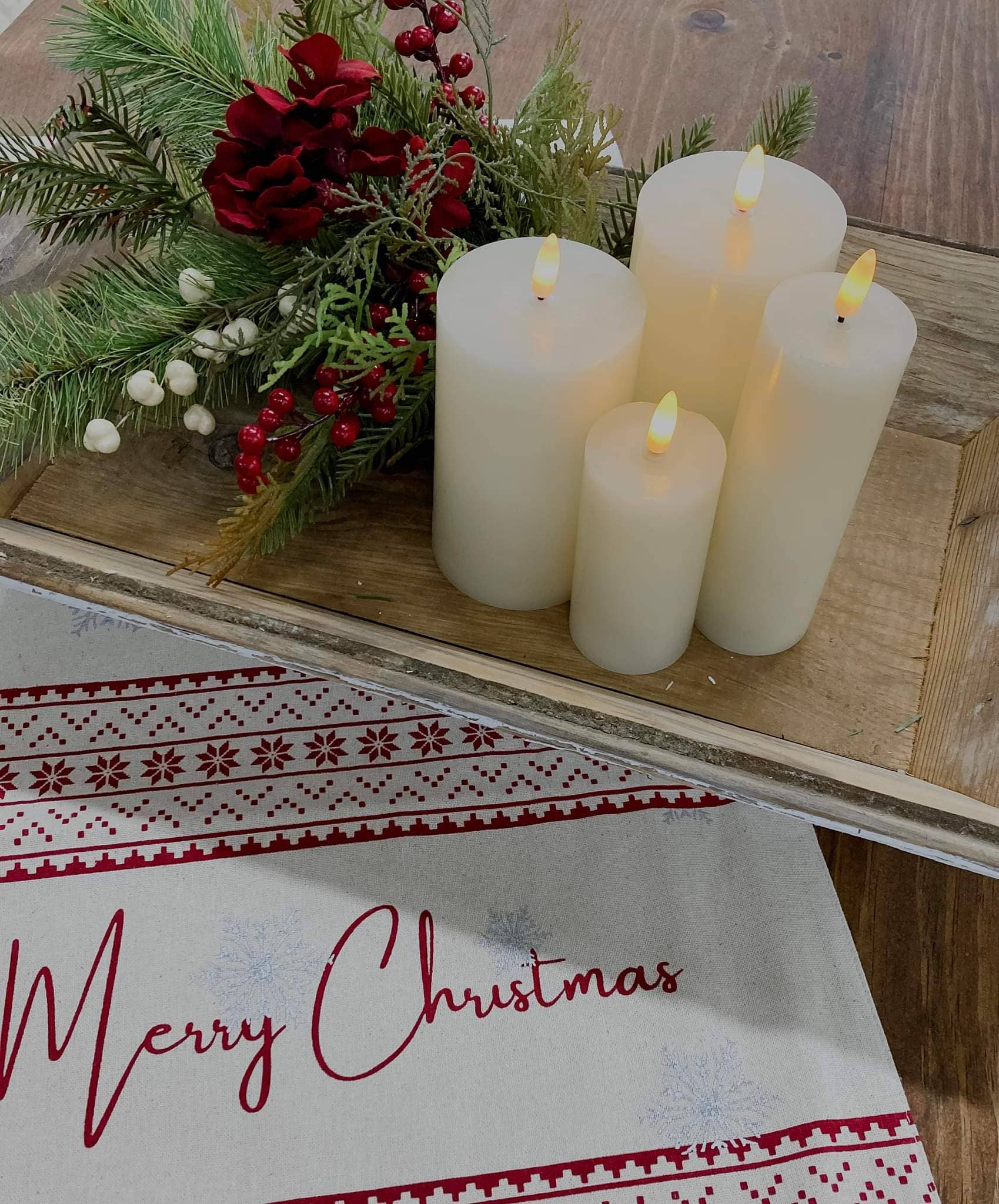 Cream Timered Realistic Flame LED Candle 3x5in C Batts