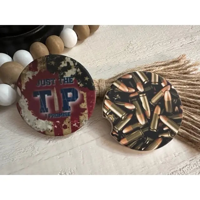 Just the Tip & Brass Ceramic Car Coaster
