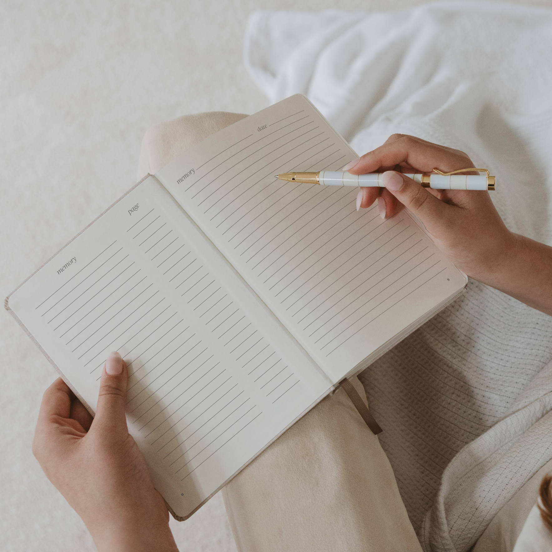 Neutral Memory Fabric Journal - Home Decor