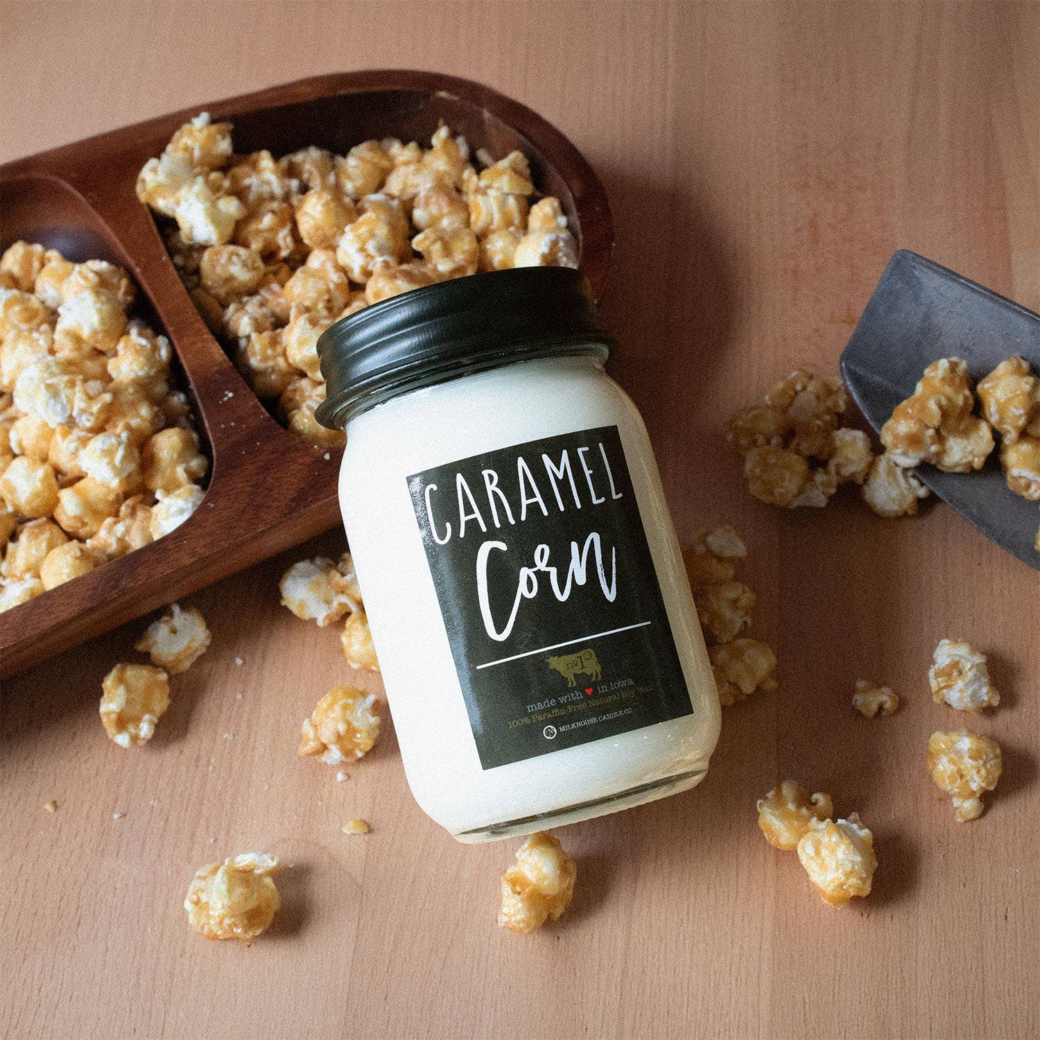 13 oz Mason Jar Fall Candle: Caramel Corn