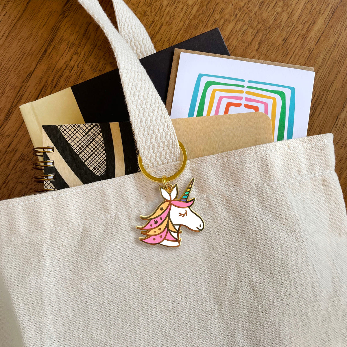 Unicorn Keychain + Pin Gift Set