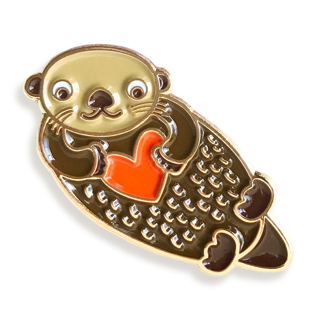 W'otter Fun Travel Buddies Otter Keychain + Pin Gift Set