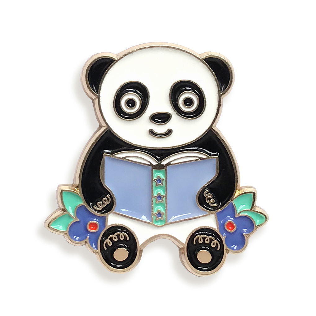 Panda Pages Book Buddies Wood Mini Bookmark + Pin Gift Set