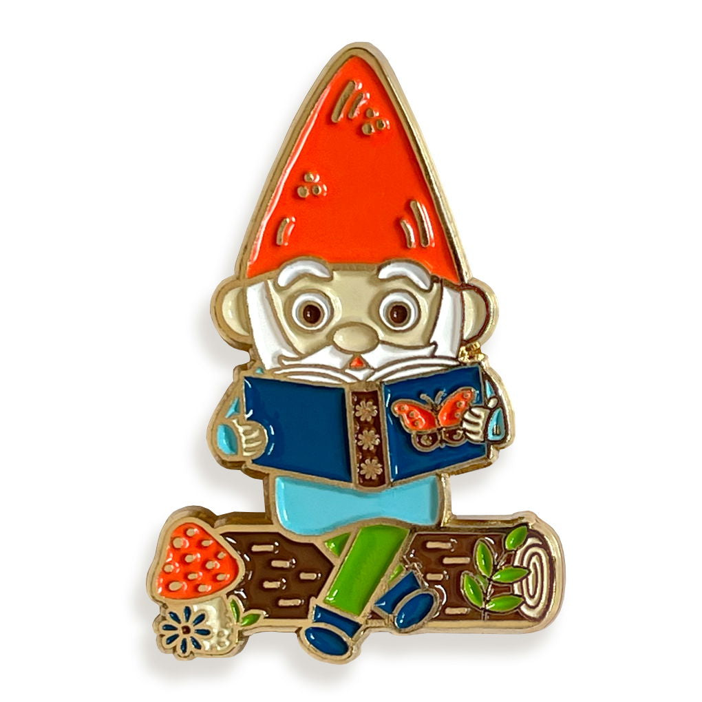 Novel Gnome Book Buddies Wood Mini Bookmark + Pin Gift Set
