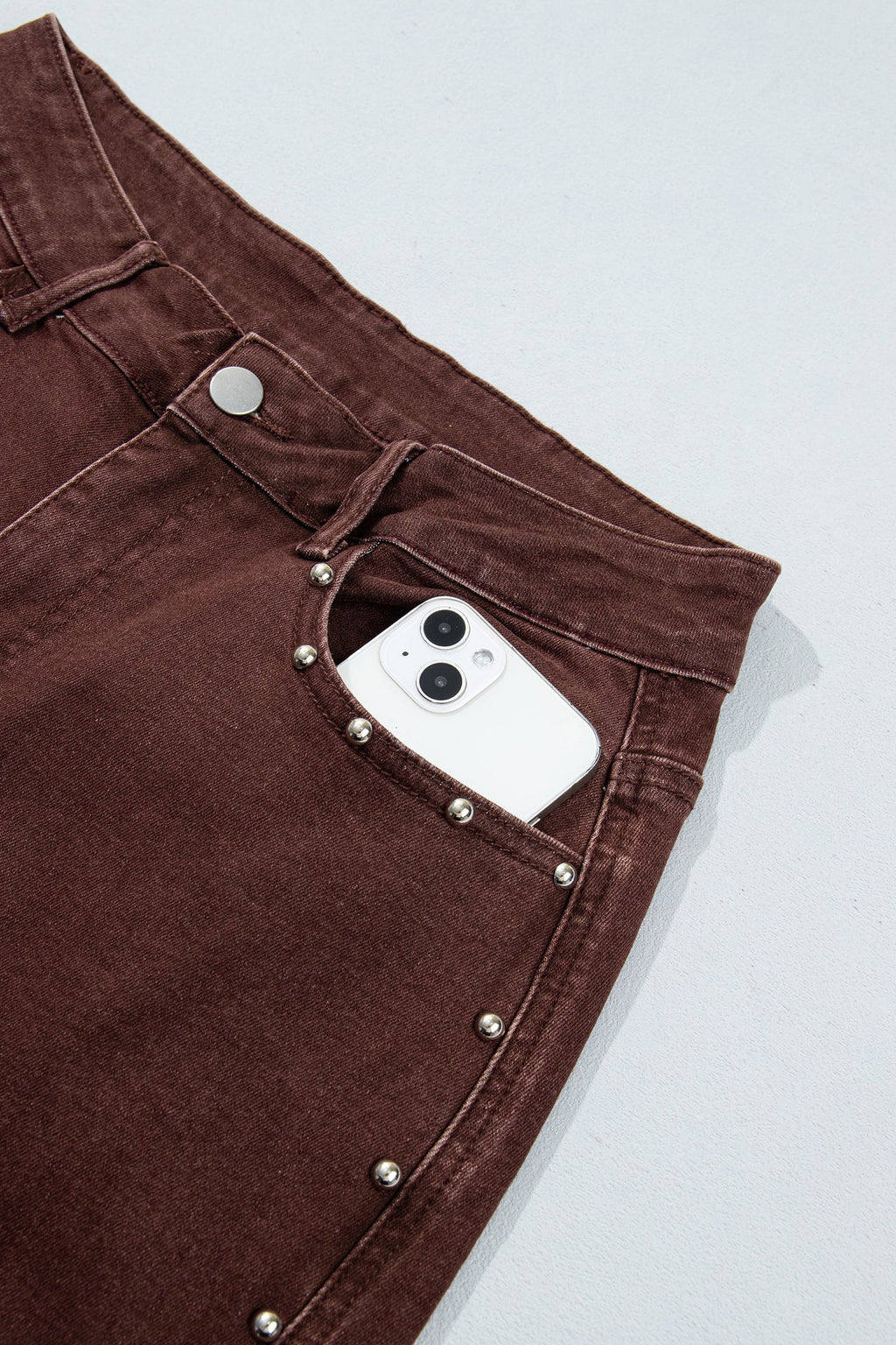 Dusk Blue Side Seam Rivet Detail Ankle Length Casual Jeans
