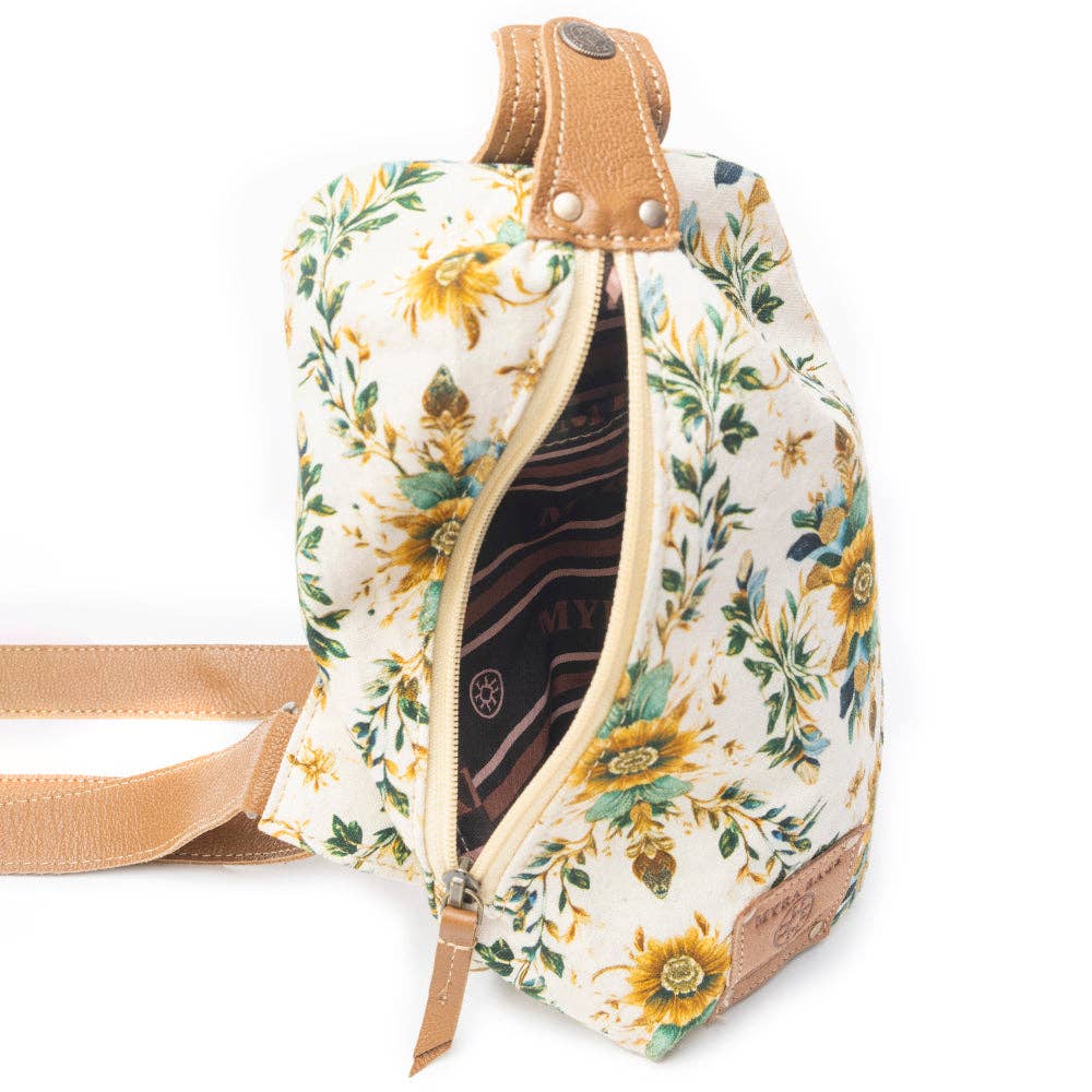 Oasis Blooms Fanny Pack In Brown & White Myra Bag