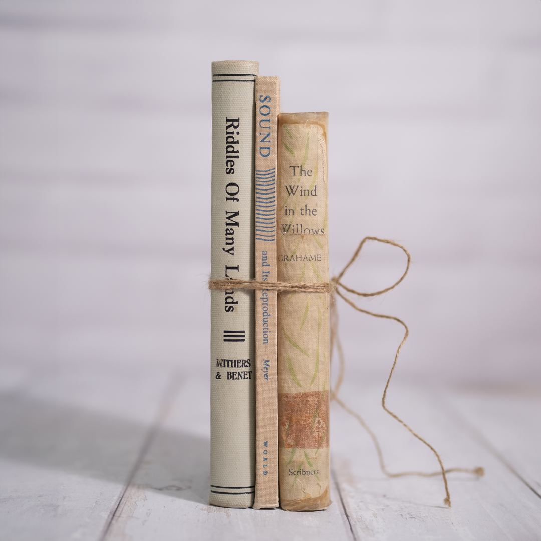 Decorative Vintage Books Decor - Neutrals  Set of 3