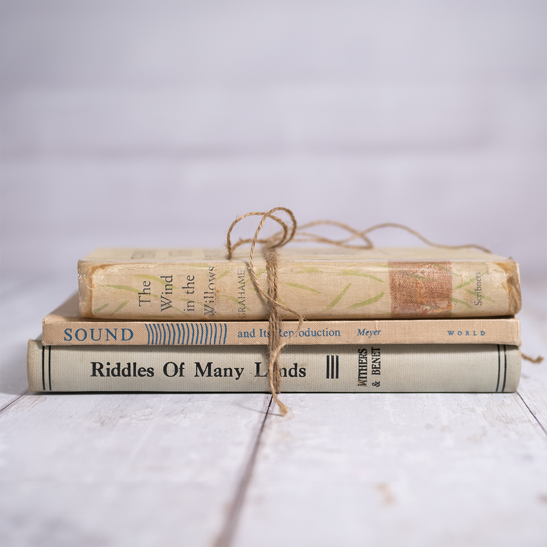 Decorative Vintage Books Decor - Neutrals  Set of 3