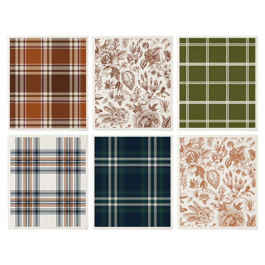 *NEW* Fall Pattern Swedish Dishcloths, Set of 6 - Fall Kitchen
