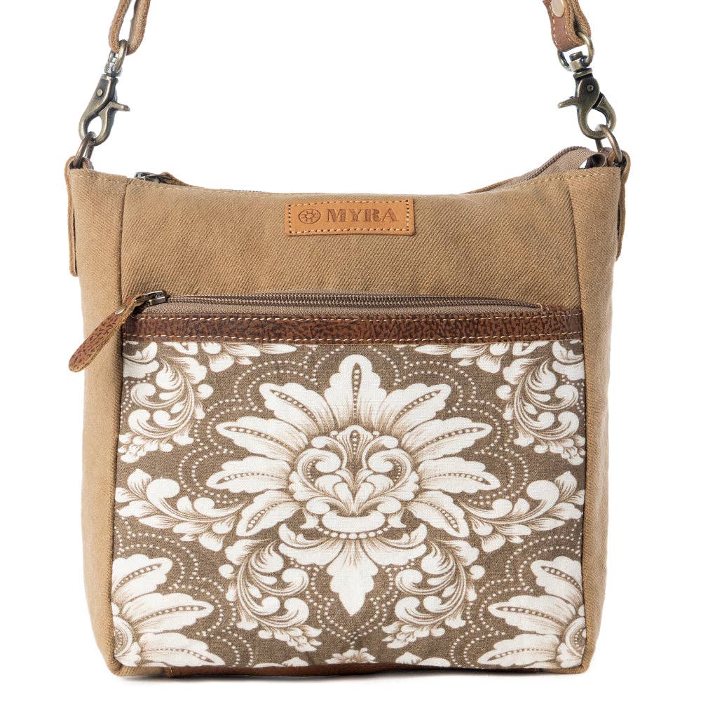 Crestbloom Vintage Crossbody Myra Bag for Women in olive with print detail