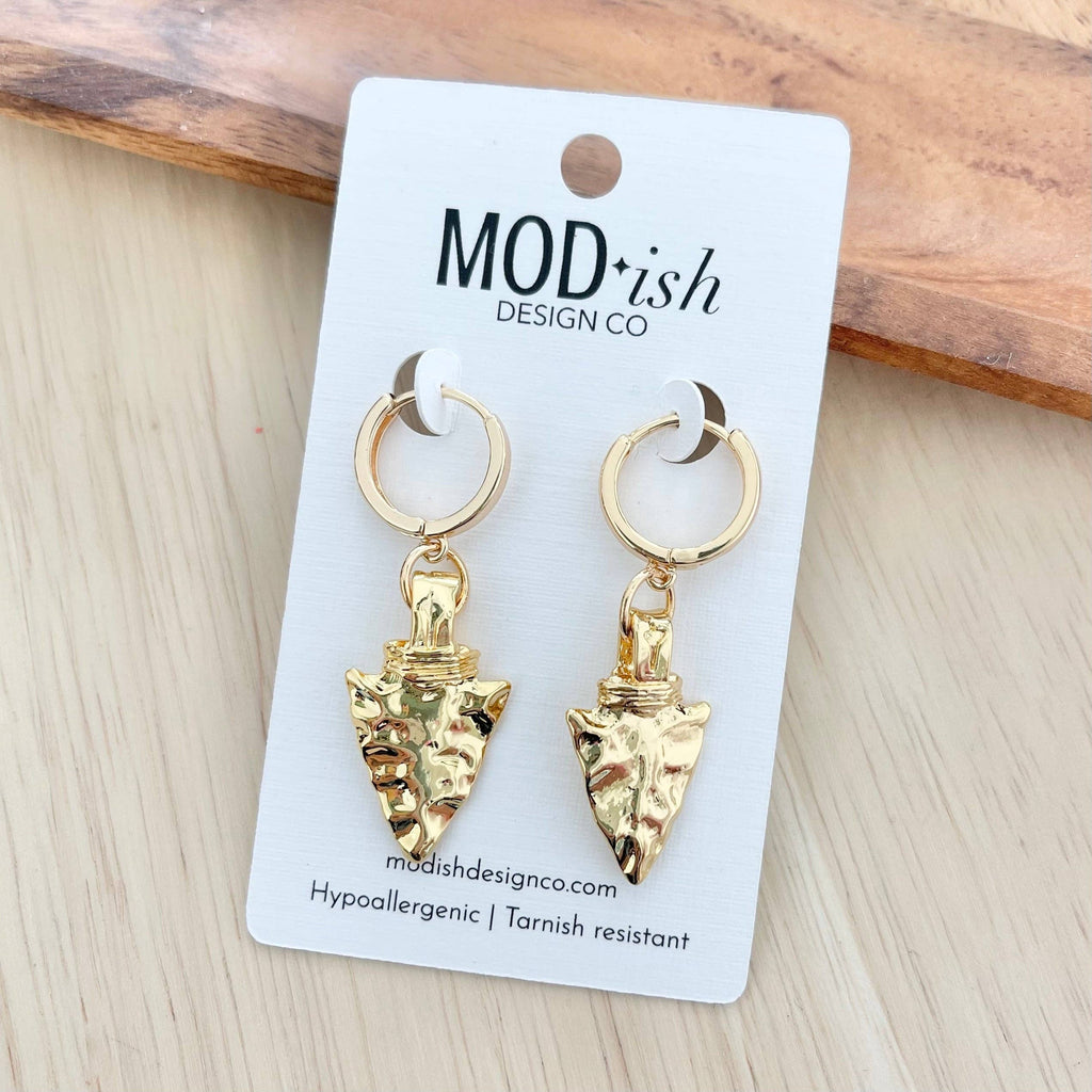 Arrowhead Huggies Earrings in Gold