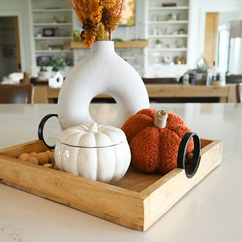 Fall Ceramic Pumpkin 16 oz: Rake, Pile, Leap! Candle