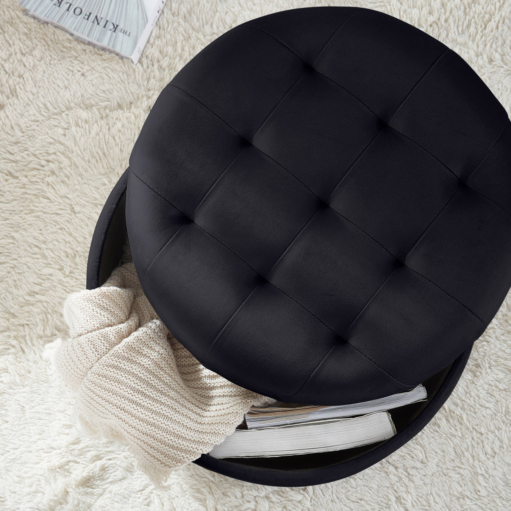 Donovan Round Tufted Storage Ottoman