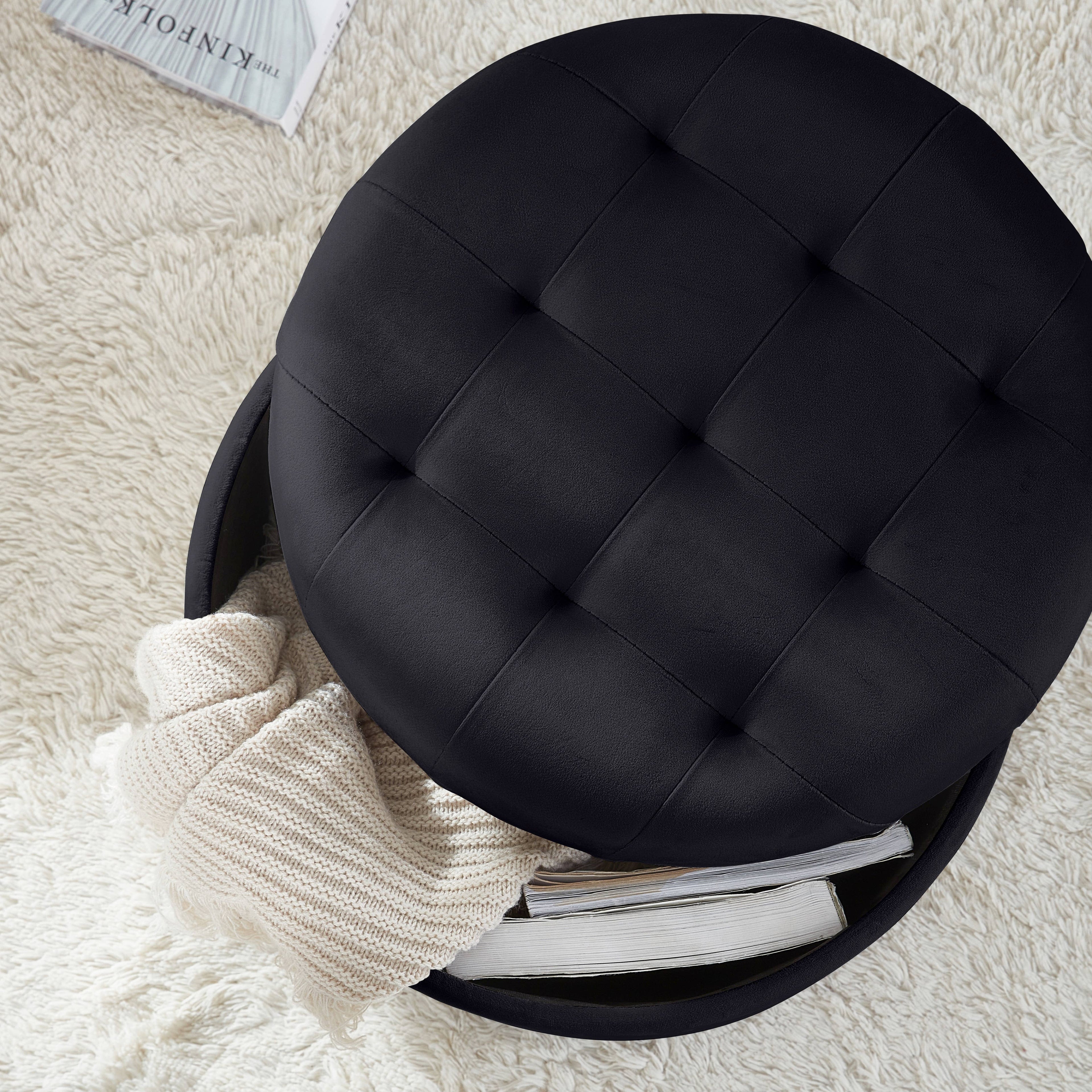 Donovan Round Tufted Storage Ottoman