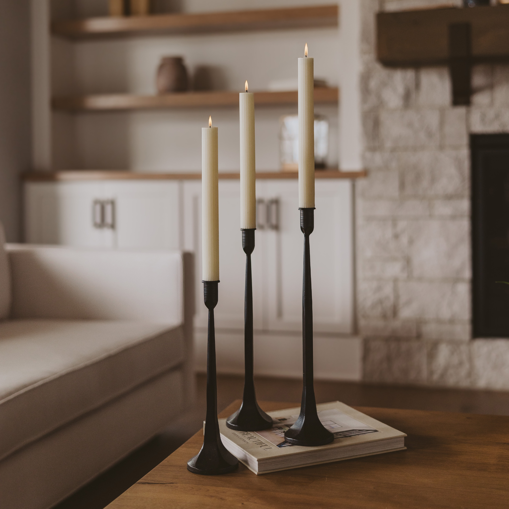 Fluted 10" Taper Candles, Set of 3