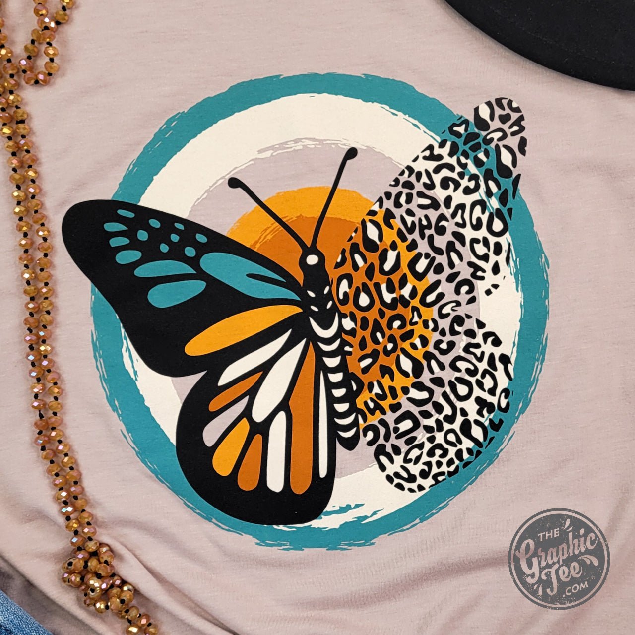 Fall Butterfly Heather Pink Gravel Short Sleeve Tee