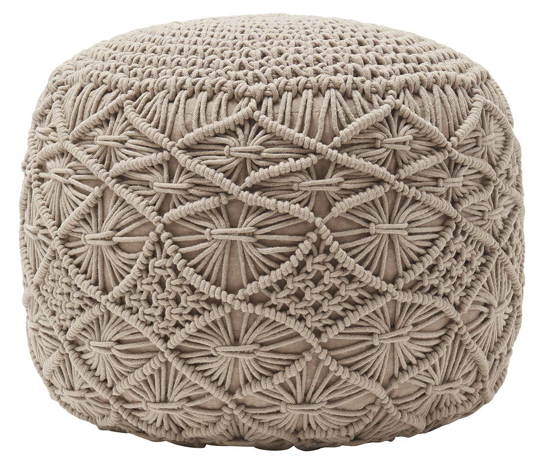 Cotton Macrame Braid Pouf Ottoman