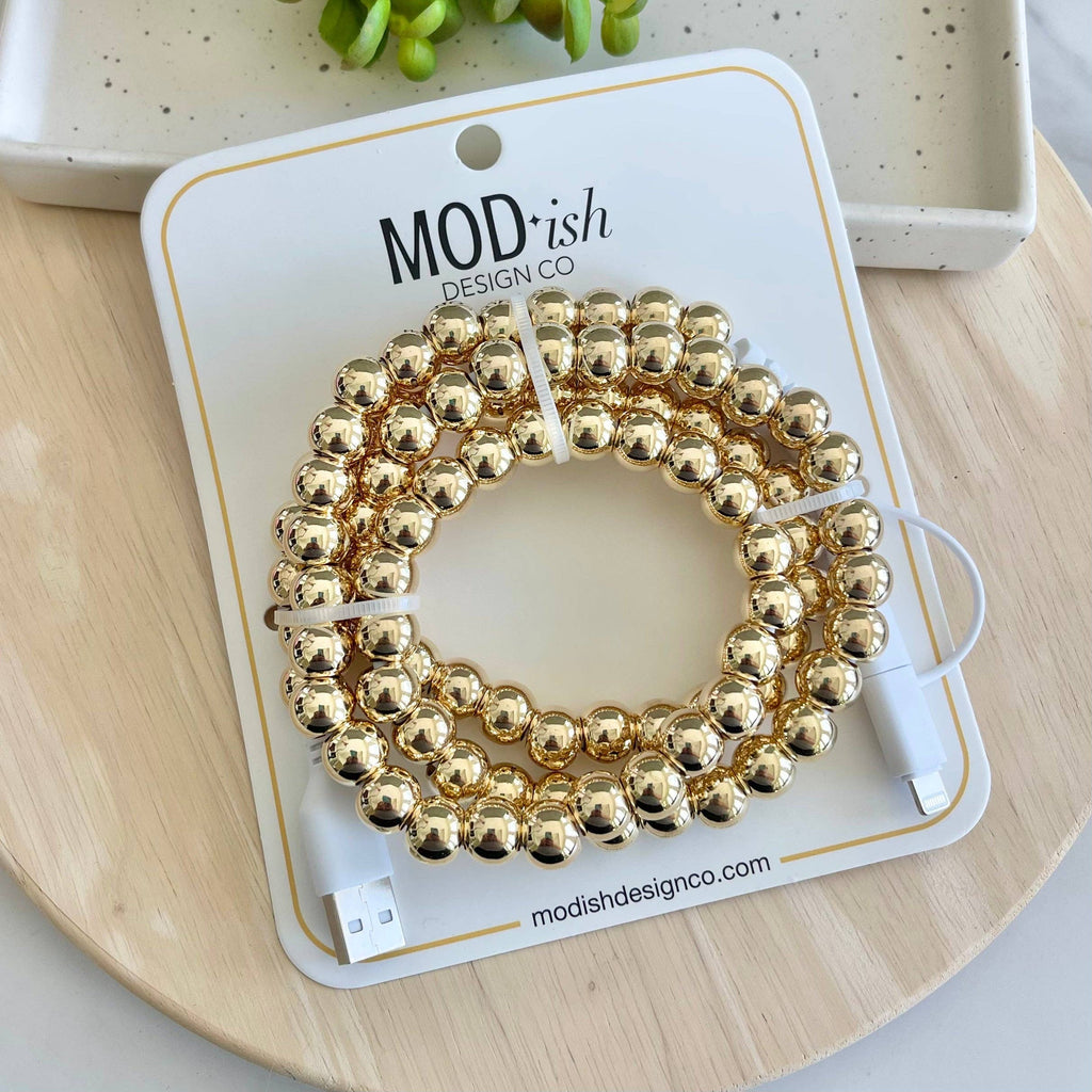 Beaded Phone Charger - Gold
