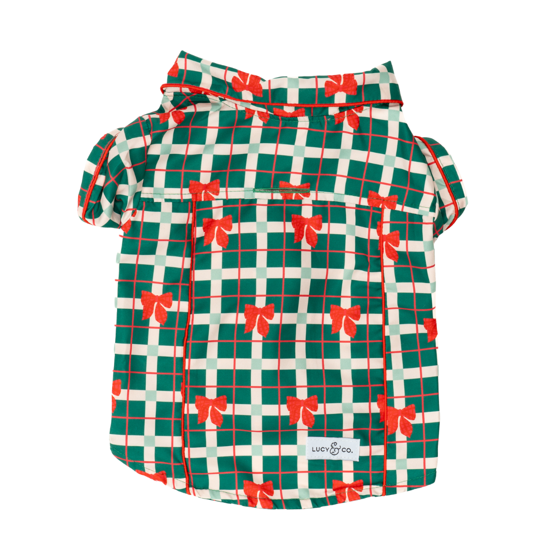 Howliday Bows Dog Pajamas + Human Eye Pillow