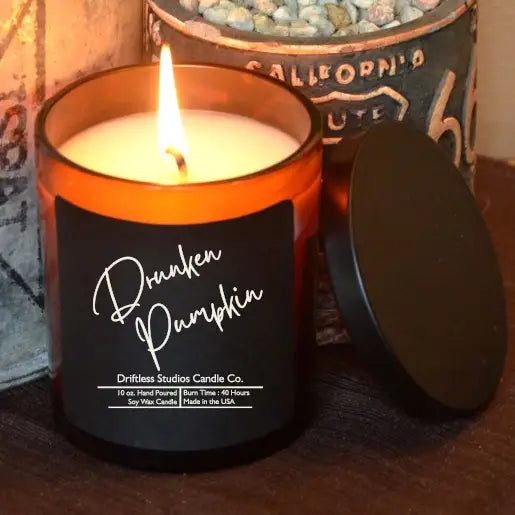 Drunken Pumpkin Soy Wax Glass Candles - Fall Decor