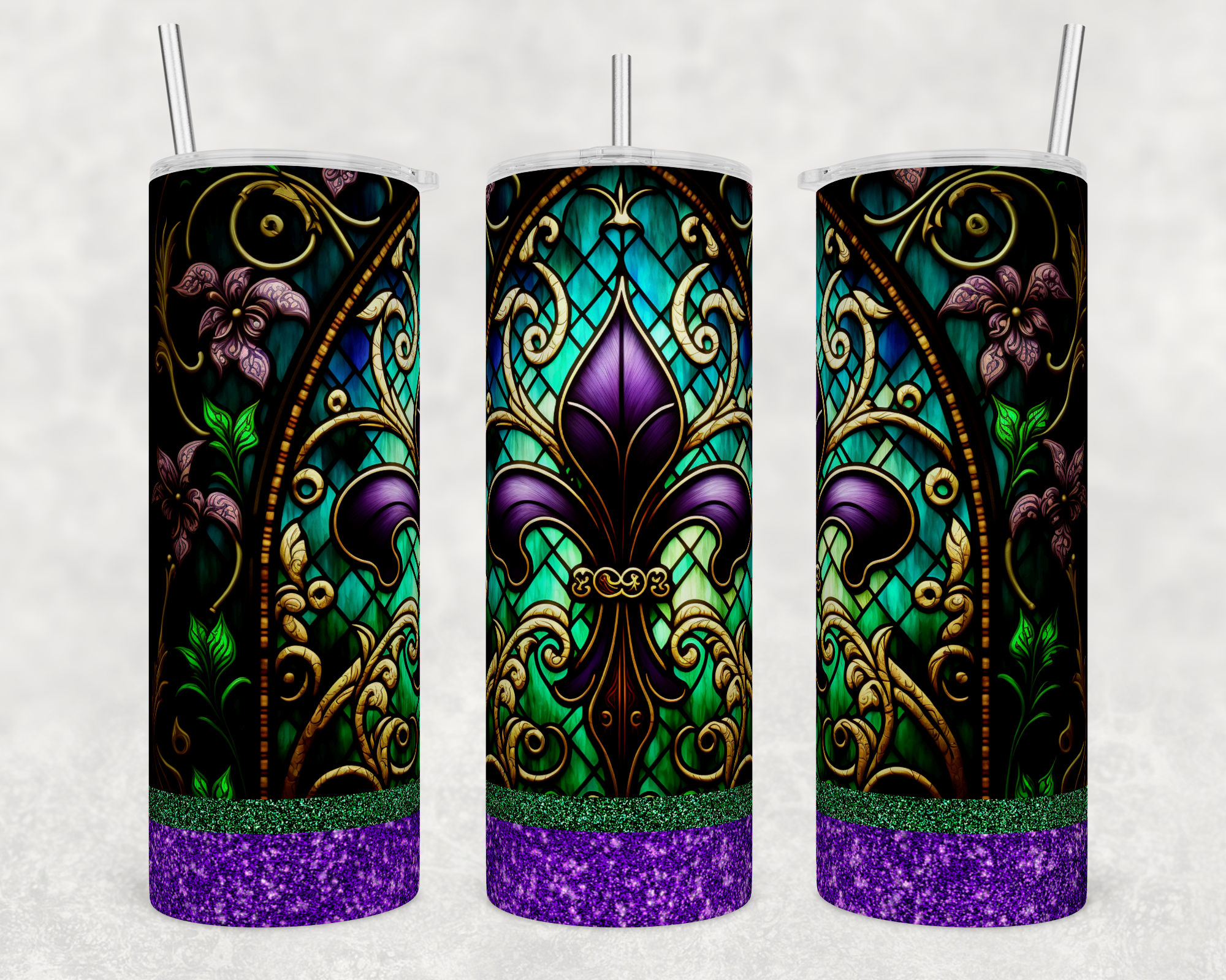 Stained Glass Fleur 20oz Skinny Tumbler