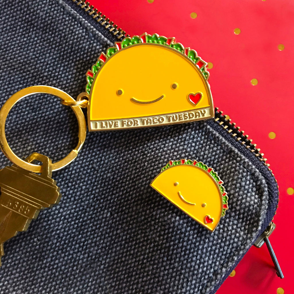 Taco Tuesday Keychain + Pin Gift Set