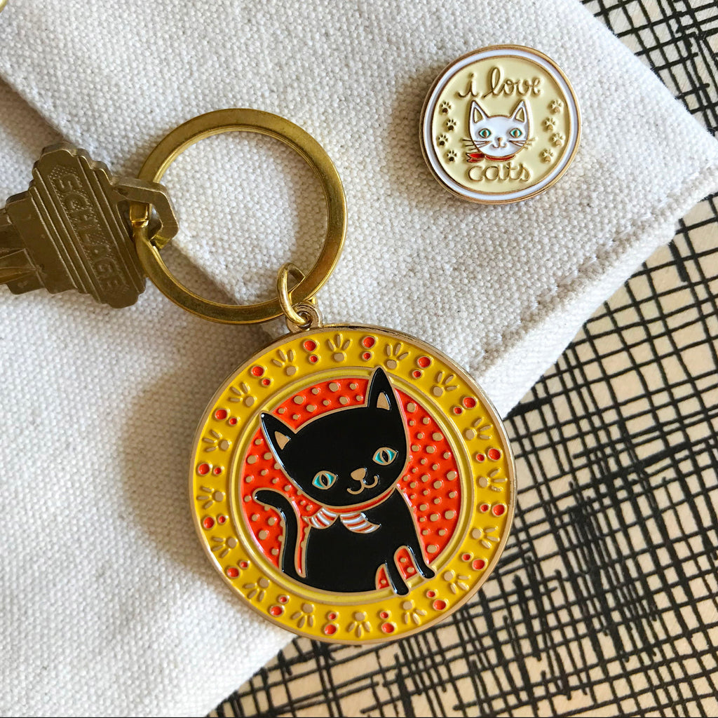 Purrfect Day Travel Buddies Keychain + Pin Gift Set