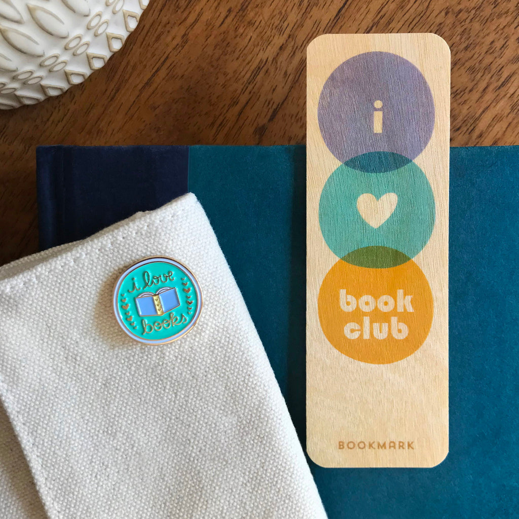 Book Club Book Buddies Wood Mini Bookmark + Pin Gift Set