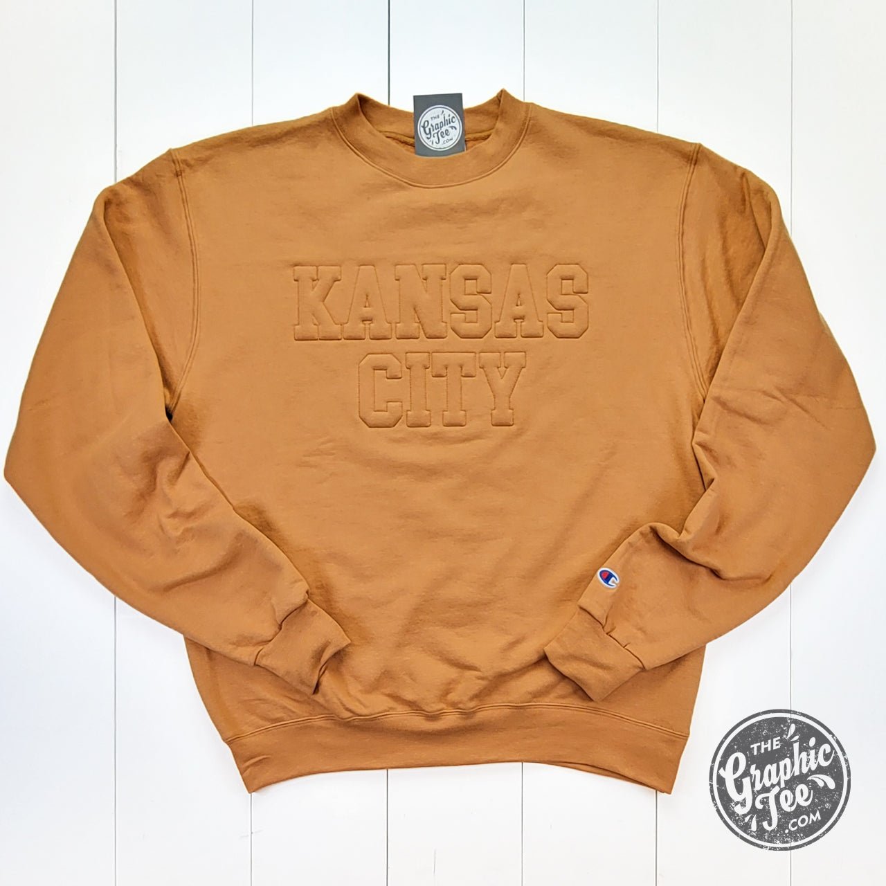 Kansas City Tonal 3D Champion® Gold Glint Crewneck Sweatshirt