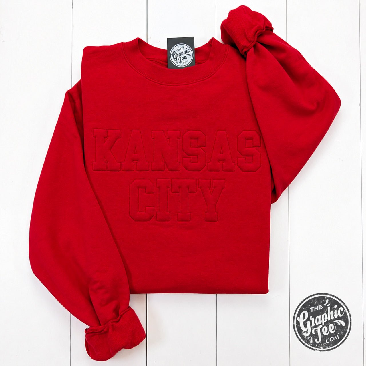Kansas City Tonal 3D Champion® Scarlet Crewneck Sweatshirt