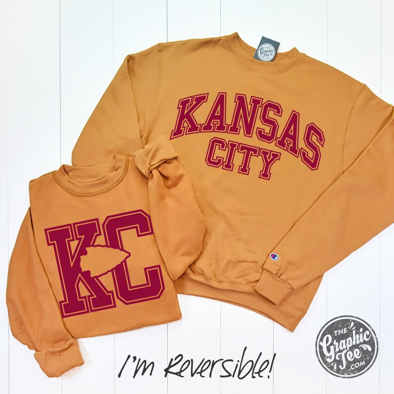 Kansas City Arrowhead Reversible Gold Glint Champion® Crewneck Sweatshirt