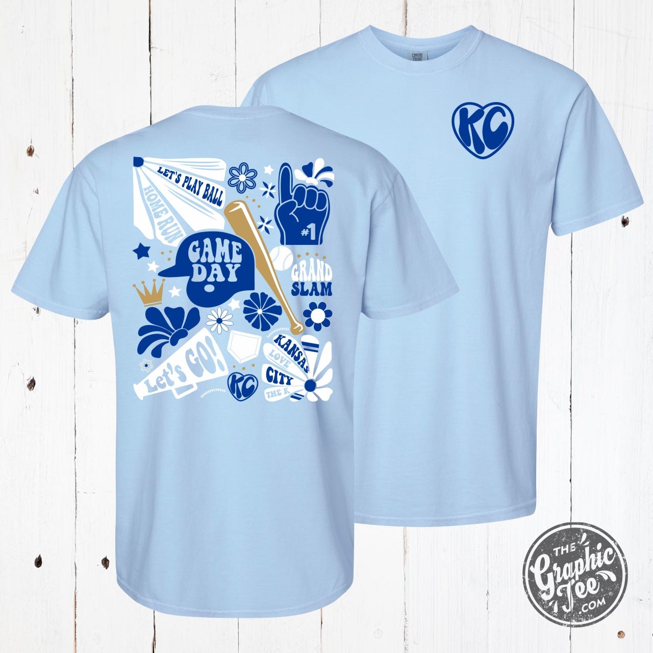 Kansas City Groovy Baseball Garment Dyed Short Sleeve Tee