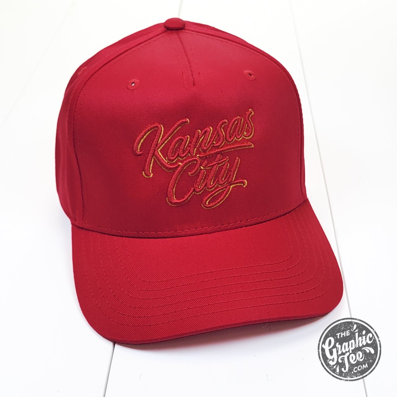 Kansas City Script 3D Embroidered Red Cap