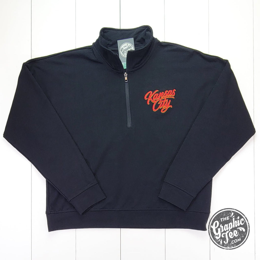 Kansas City Script 3D Embroidered Women’s Quarter-Zip Pullover