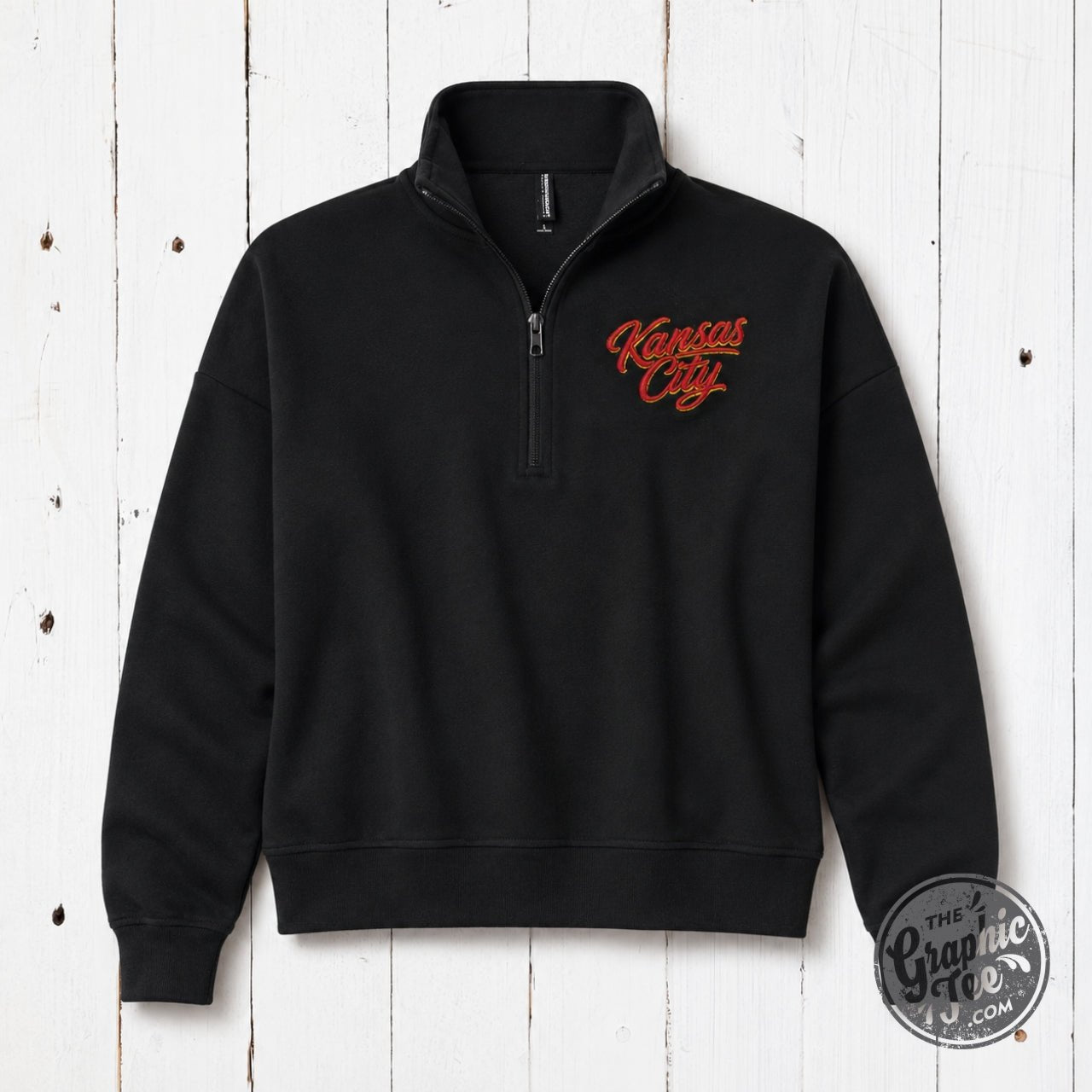 Kansas City Script 3D Embroidered Women’s Quarter-Zip Pullover