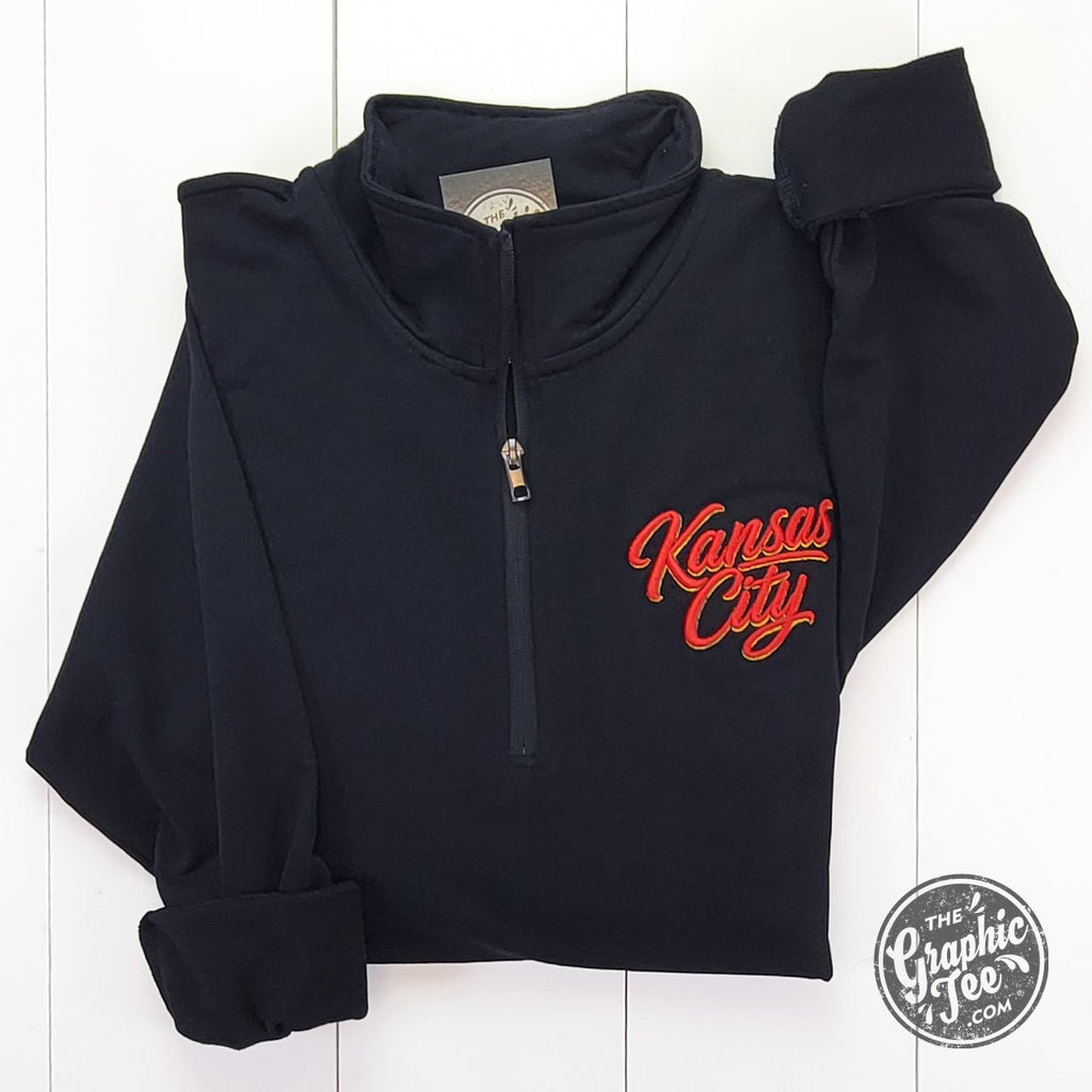 Kansas City Script 3D Embroidered Women’s Quarter-Zip Pullover