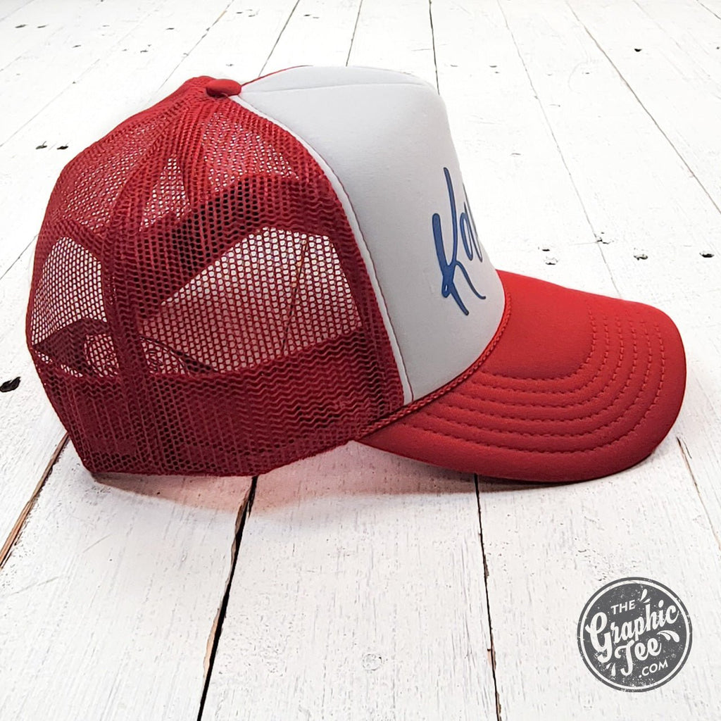 Kansas Red and White Foam Trucker Cap
