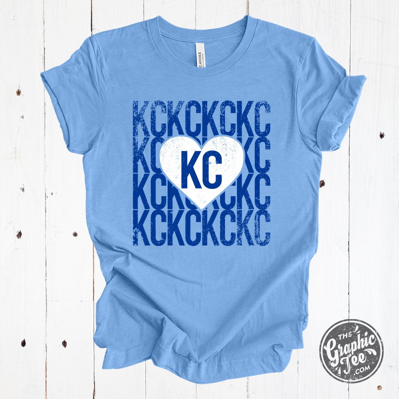 KCKCKCKC Heart Heather Carolina Blue Tee