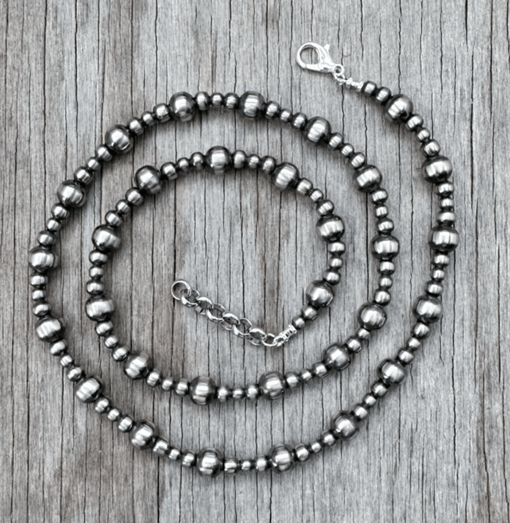 Multi Size Silver Pearl Necklace